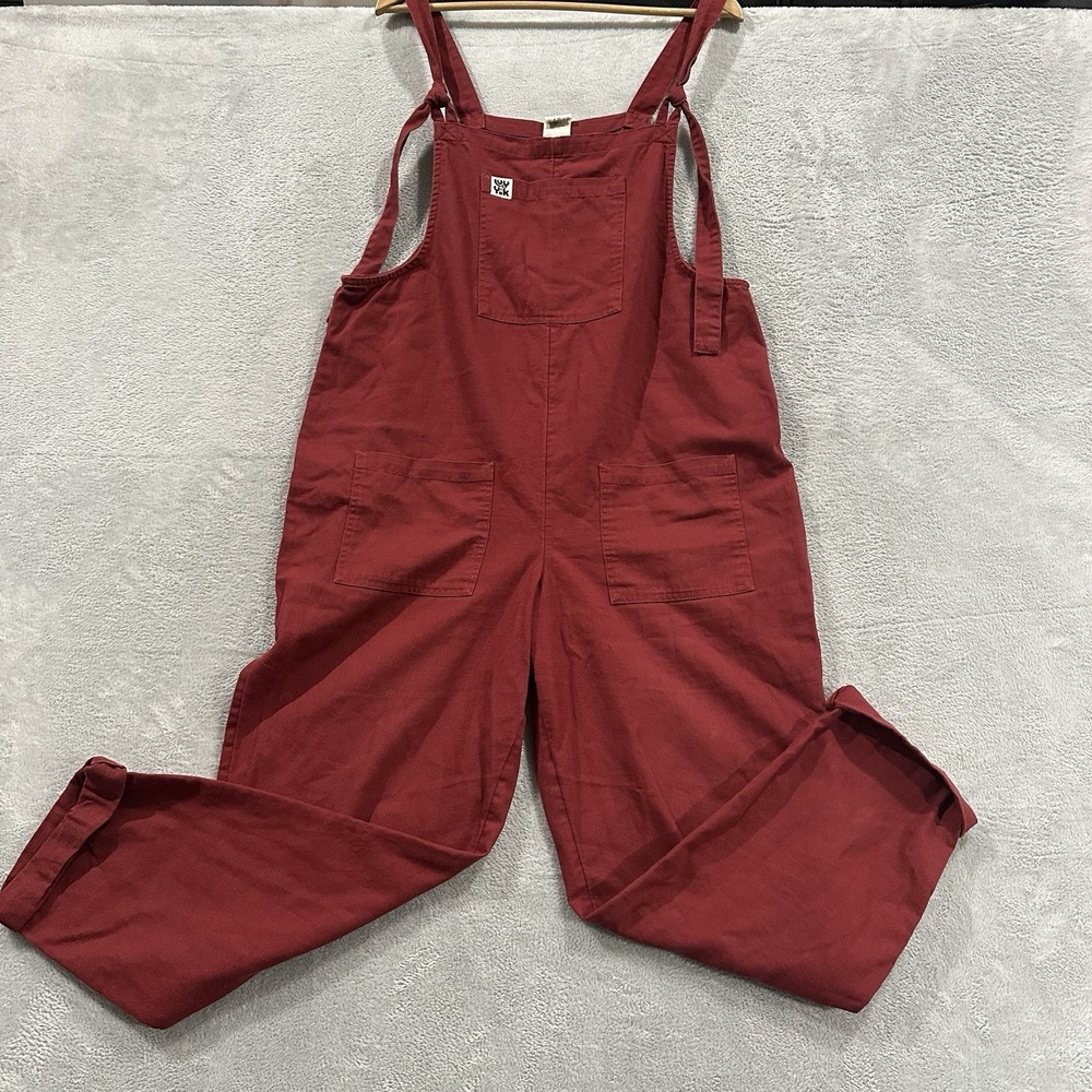 Lucy & Yak Red Overall Jumpsuit 10 R Sleeveless Boho Retro Ethical Art Cottage